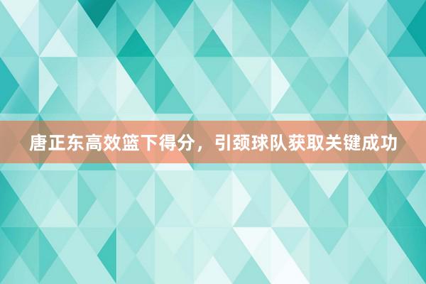 唐正东高效篮下得分，引颈球队获取关键成功